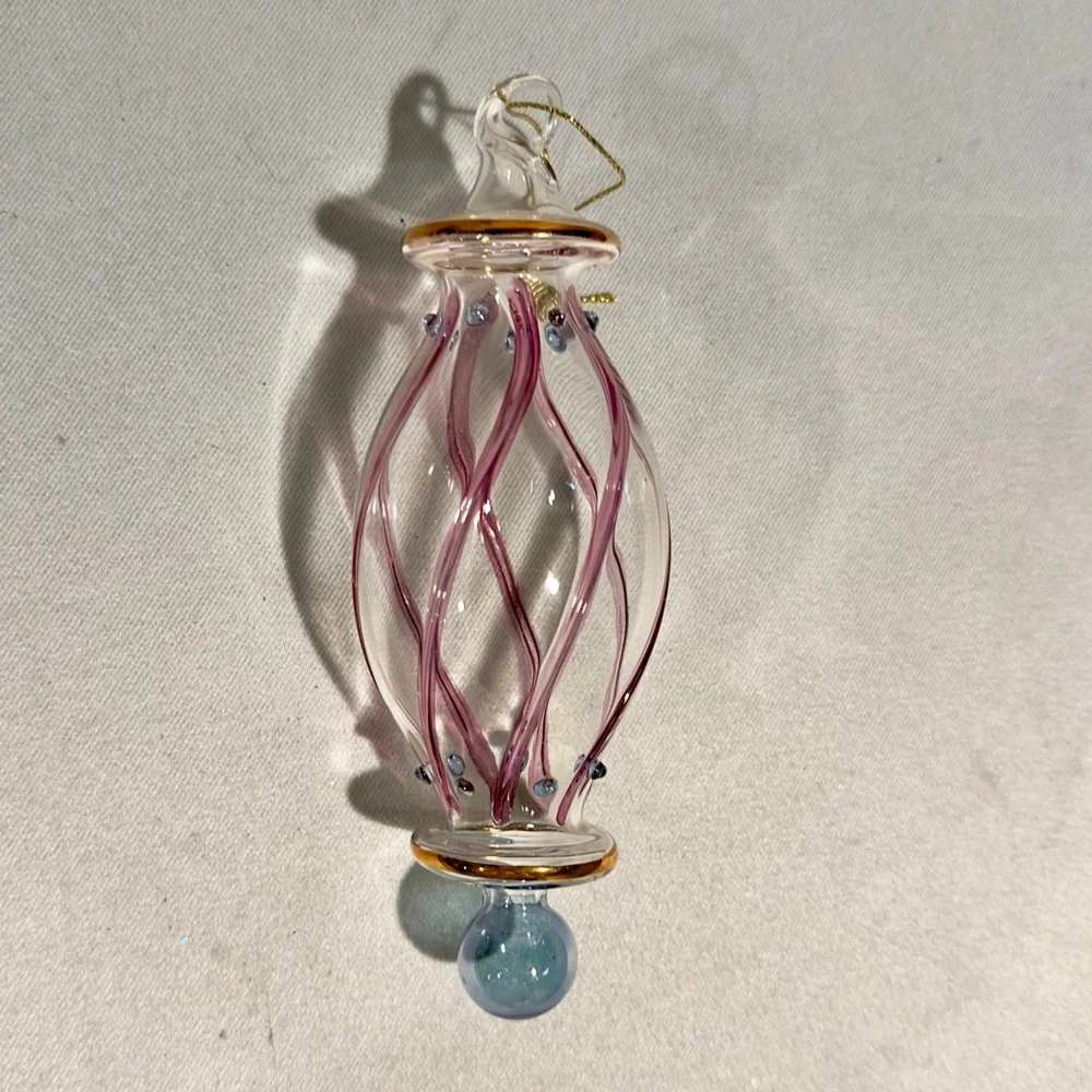 Vintage Moroccan Blown Glass Ornament 6”